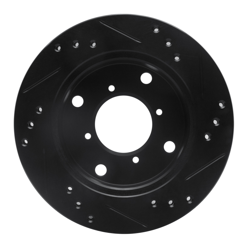 Chevrolet Metro Brake Rotor (1) - Front Left - R1 Concepts - Drilled & Slotted - Black - `89-`01